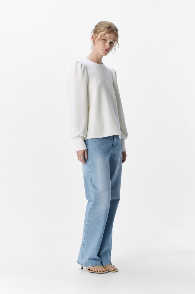 OBJANDREA RE L/S O-NECK TOP NOOS 23047103 WHITE SAND